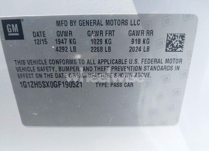 Photo 9 of 2016 Chevrolet Malibu PREMIER (VIN 1G1ZH5SX0GF190521)