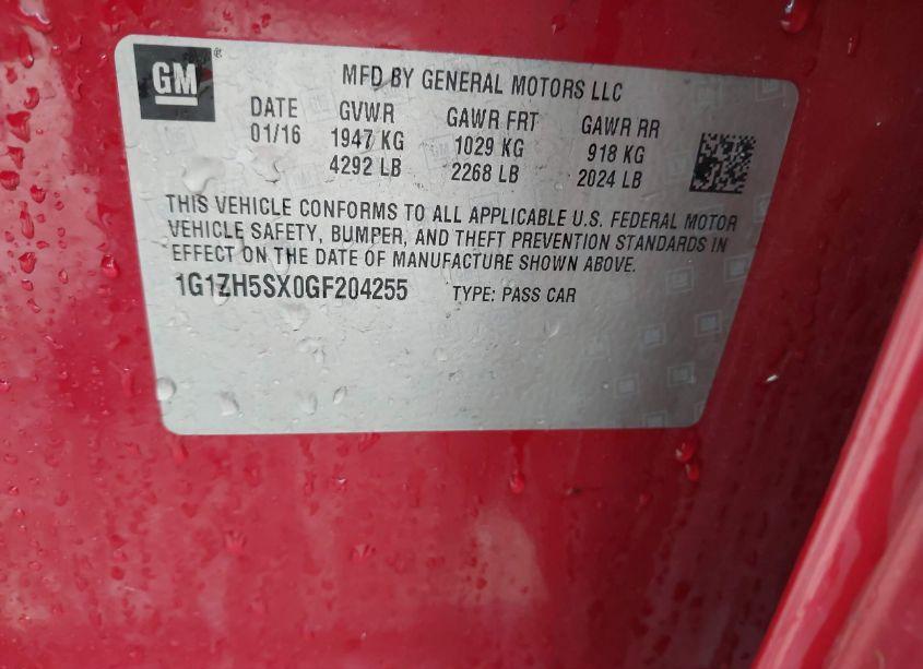 Photo 9 of 2016 Chevrolet Malibu PREMIER (VIN 1G1ZH5SX0GF204255)