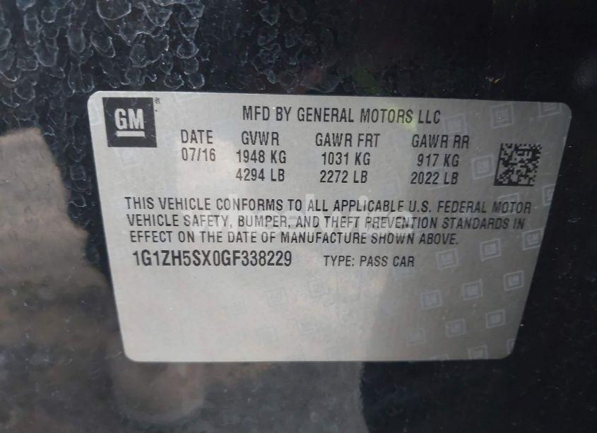 Photo 9 of 2016 Chevrolet Malibu PREMIER (VIN 1G1ZH5SX0GF338229)