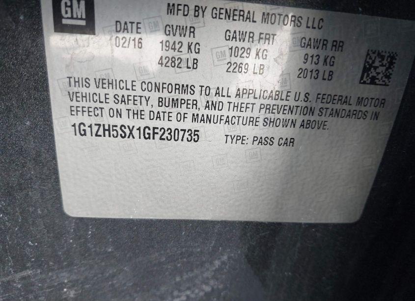 Photo 9 of 2016 Chevrolet Malibu PREMIER (VIN 1G1ZH5SX1GF230735)