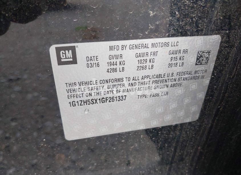 Photo 9 of 2016 Chevrolet Malibu PREMIER (VIN 1G1ZH5SX1GF261337)