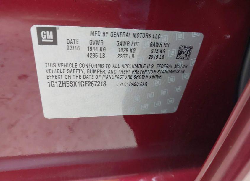 Photo 9 of 2016 Chevrolet Malibu PREMIER (VIN 1G1ZH5SX1GF267218)