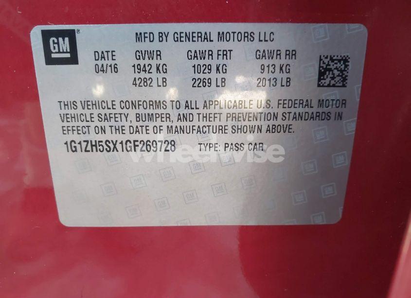 Photo 9 of 2016 Chevrolet Malibu PREMIER (VIN 1G1ZH5SX1GF269728)