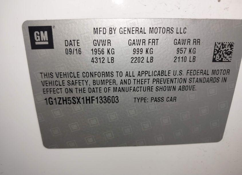 Photo 9 of 2017 Chevrolet Malibu PREMIER (VIN 1G1ZH5SX1HF133603)