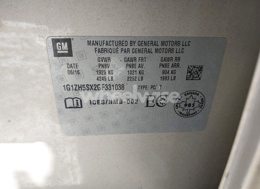 Photo 9 of 2016 Chevrolet Malibu PREMIER (VIN 1G1ZH5SX2GF331038)