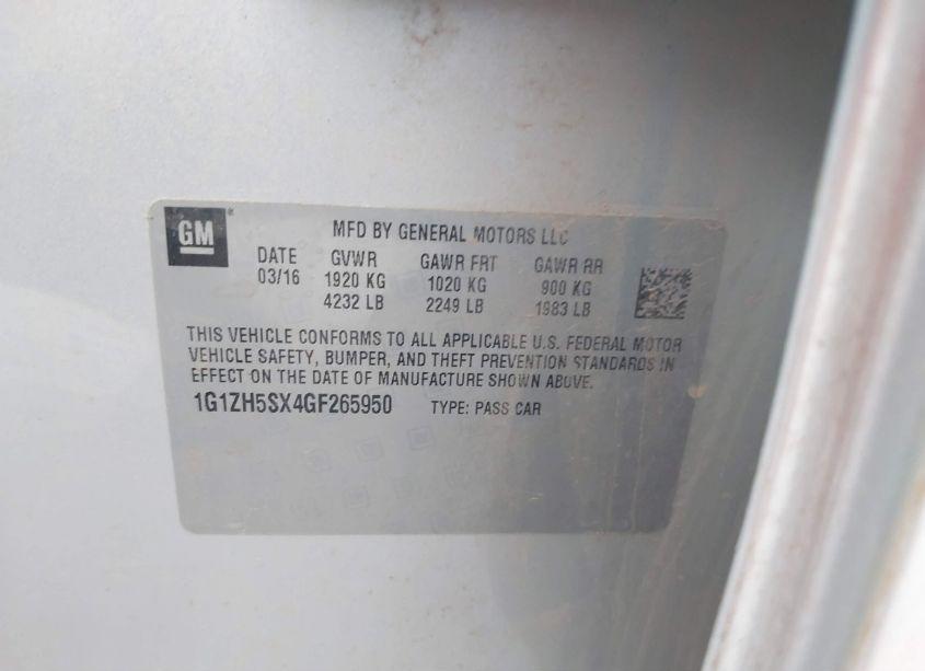 Photo 9 of 2016 Chevrolet Malibu PREMIER (VIN 1G1ZH5SX4GF265950)