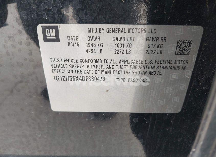 Photo 9 of 2016 Chevrolet Malibu PREMIER (VIN 1G1ZH5SX4GF330473)