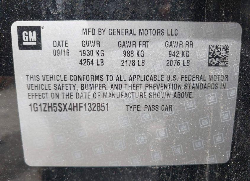 Photo 9 of 2017 Chevrolet Malibu PREMIER (VIN 1G1ZH5SX4HF132851)