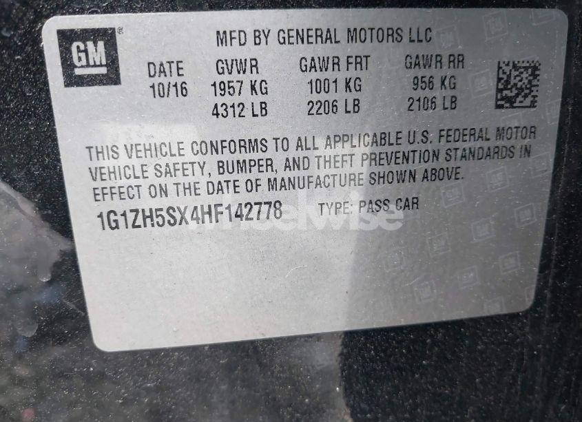 Photo 9 of 2017 Chevrolet Malibu PREMIER (VIN 1G1ZH5SX4HF142778)