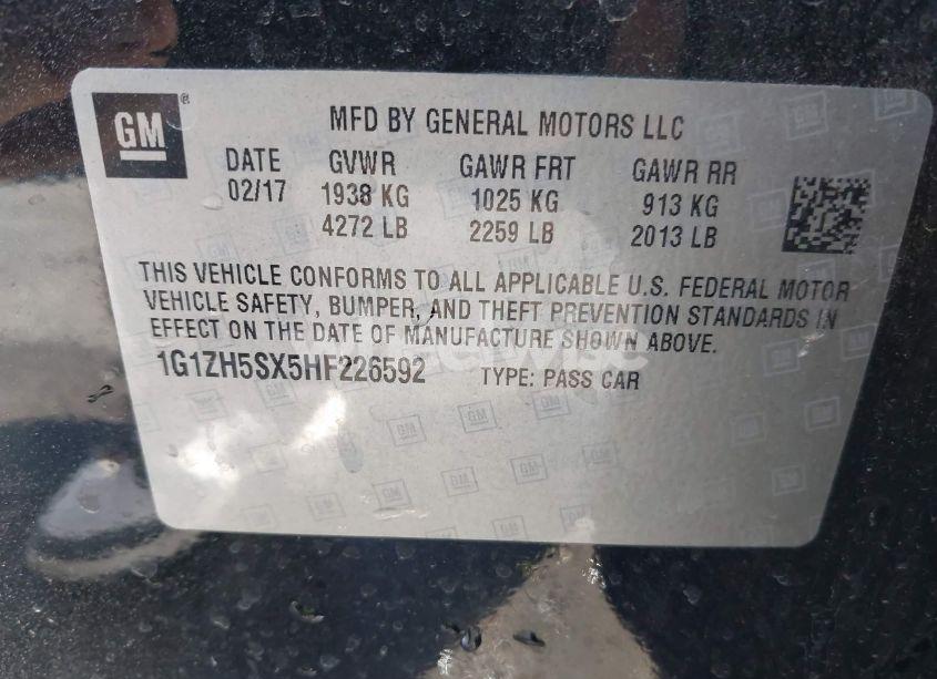 Photo 9 of 2017 Chevrolet Malibu PREMIER (VIN 1G1ZH5SX5HF226592)