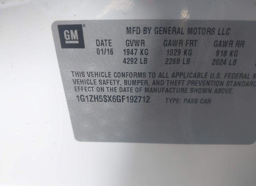 Photo 9 of 2016 Chevrolet Malibu PREMIER (VIN 1G1ZH5SX6GF192712)