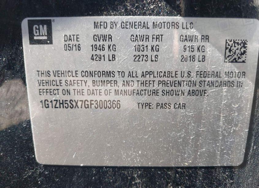 Photo 9 of 2016 Chevrolet Malibu PREMIER (VIN 1G1ZH5SX7GF300366)