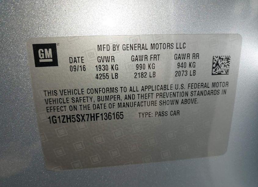 Photo 9 of 2017 Chevrolet Malibu PREMIER (VIN 1G1ZH5SX7HF136165)
