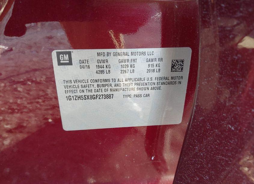 Photo 9 of 2016 Chevrolet Malibu PREMIER (VIN 1G1ZH5SX8GF273887)