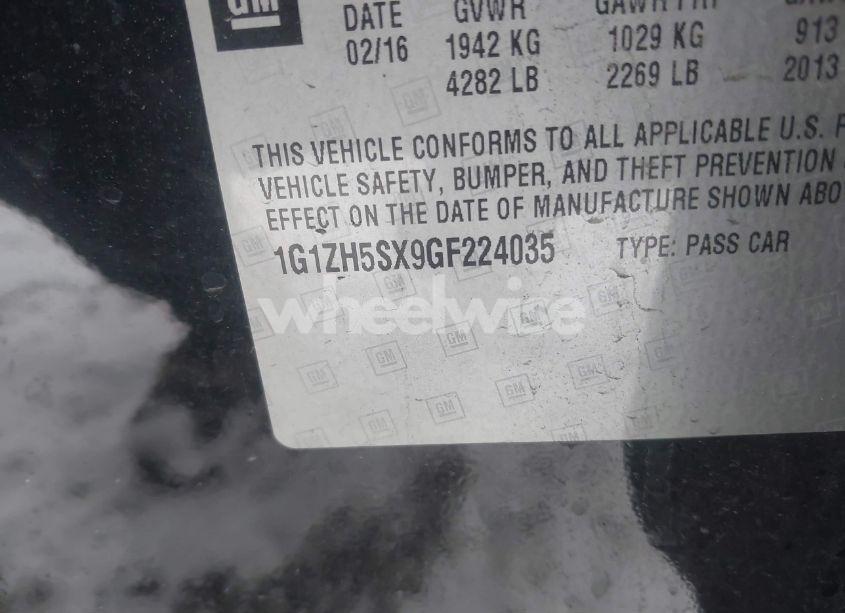 Photo 9 of 2016 Chevrolet Malibu PREMIER (VIN 1G1ZH5SX9GF224035)