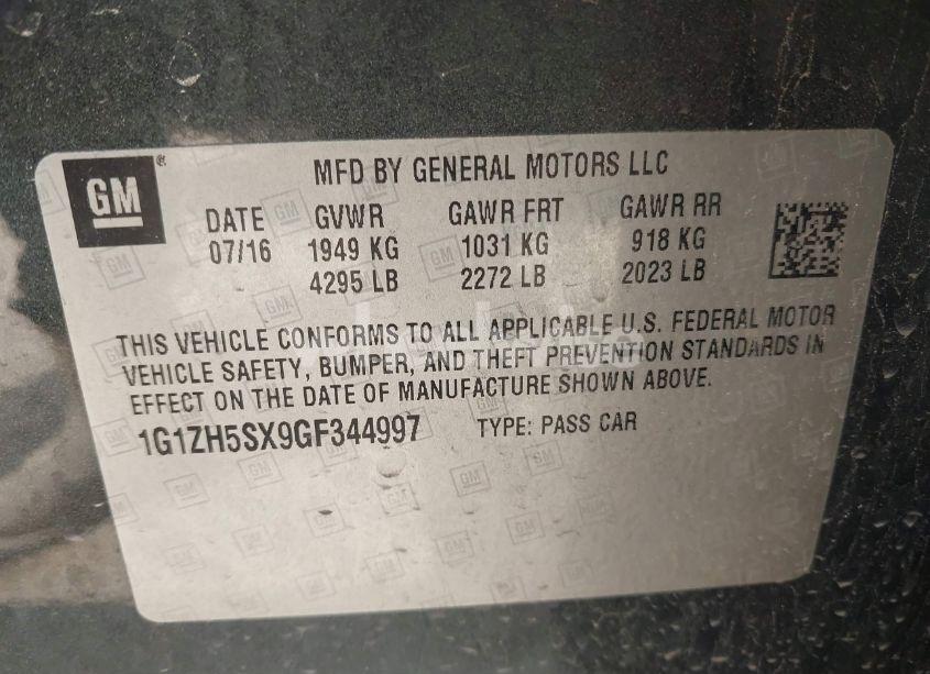 Photo 9 of 2016 Chevrolet Malibu PREMIER (VIN 1G1ZH5SX9GF344997)