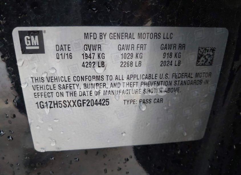 Photo 9 of 2016 Chevrolet Malibu PREMIER (VIN 1G1ZH5SXXGF204425)