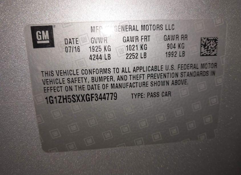 Photo 9 of 2016 Chevrolet Malibu PREMIER (VIN 1G1ZH5SXXGF344779)