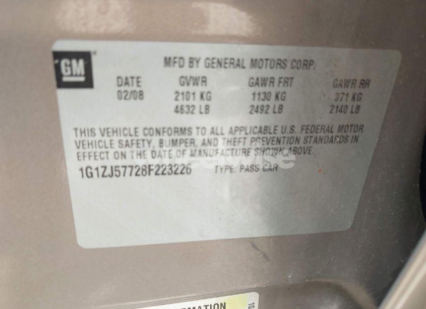 Photo 9 of 2008 Chevrolet Malibu LT (VIN 1G1ZJ57728F223226)