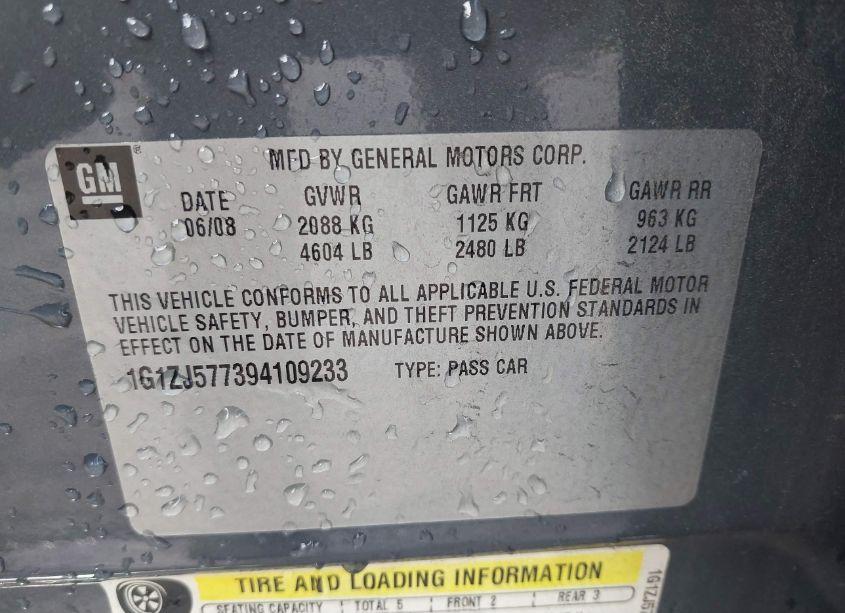 Photo 9 of 2009 Chevrolet Malibu LT (VIN 1G1ZJ577394109233)