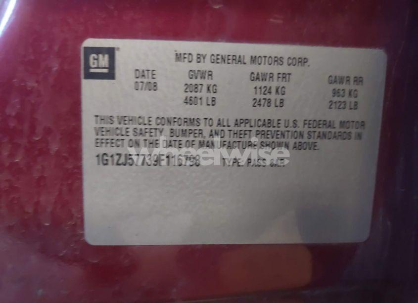 Photo 9 of 2009 Chevrolet Malibu LT (VIN 1G1ZJ57739F116798)