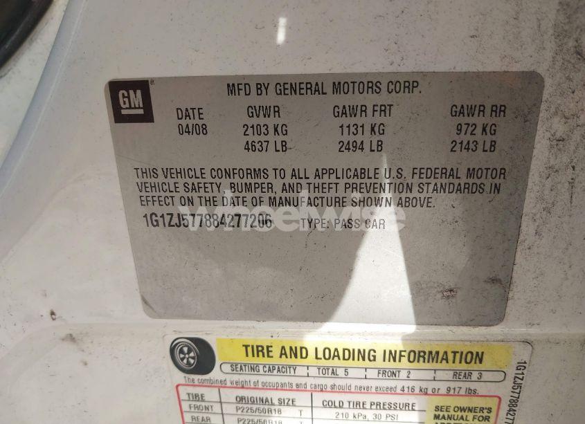 Photo 9 of 2008 Chevrolet Malibu LT (VIN 1G1ZJ577884277206)