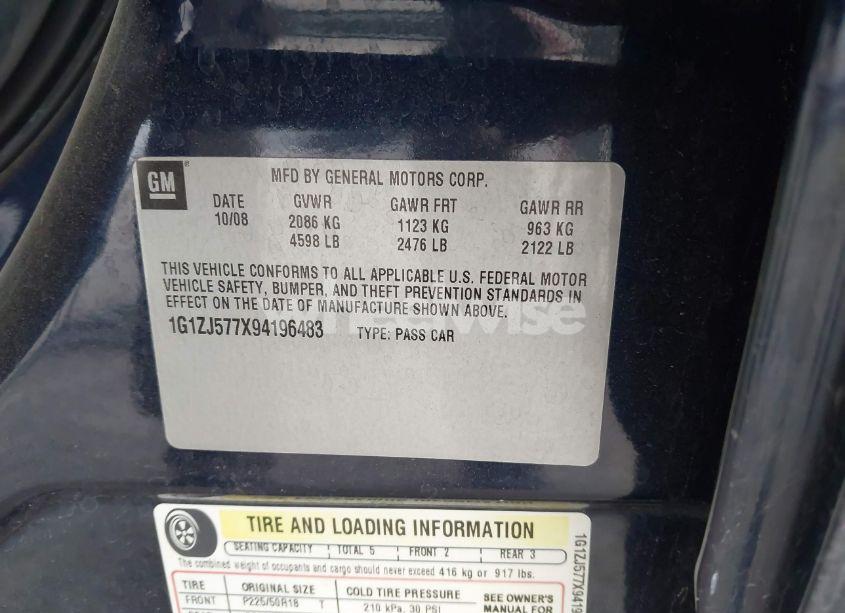 Photo 9 of 2009 Chevrolet Malibu LT (VIN 1G1ZJ577X94196483)