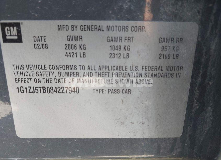 Photo 9 of 2008 Chevrolet Malibu LT (VIN 1G1ZJ57B084227940)