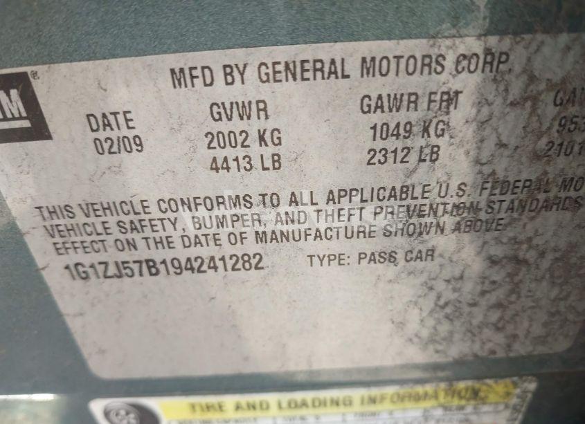 Photo 9 of 2009 Chevrolet Malibu LT (VIN 1G1ZJ57B194241282)