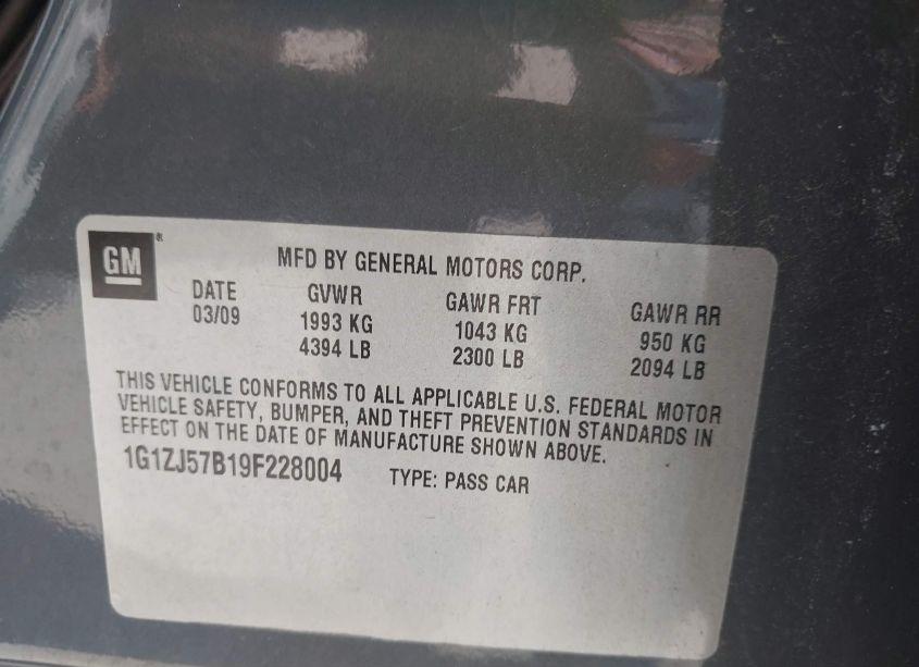 Photo 9 of 2009 Chevrolet Malibu LT (VIN 1G1ZJ57B19F228004)