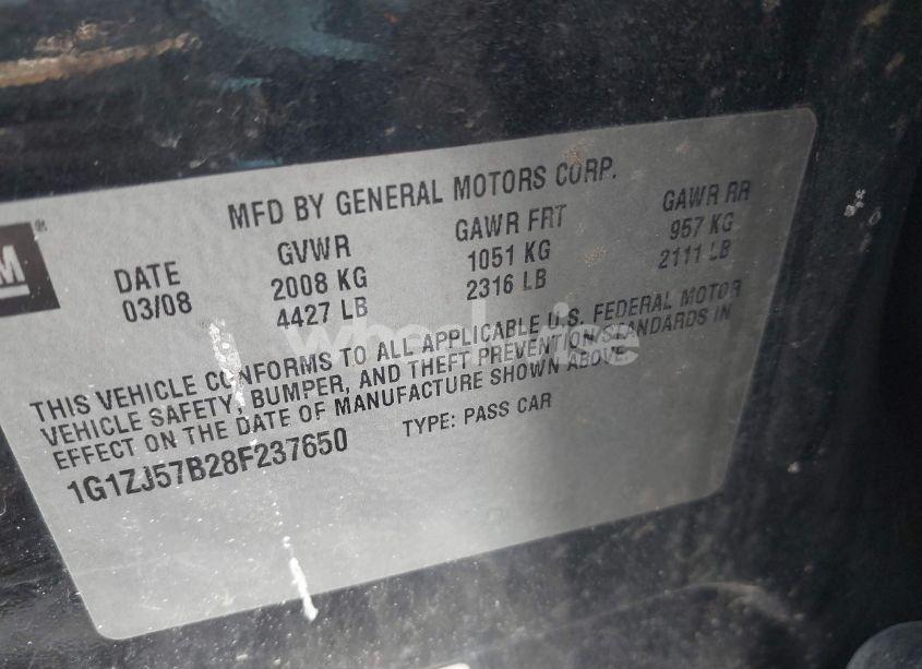 Photo 9 of 2008 Chevrolet Malibu LT (VIN 1G1ZJ57B28F237650)