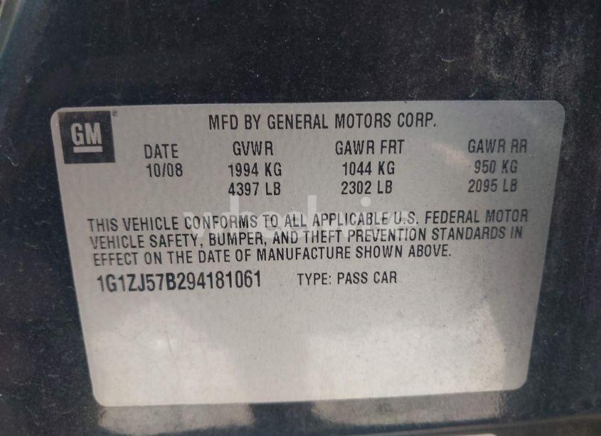 Photo 9 of 2009 Chevrolet Malibu LT (VIN 1G1ZJ57B294181061)