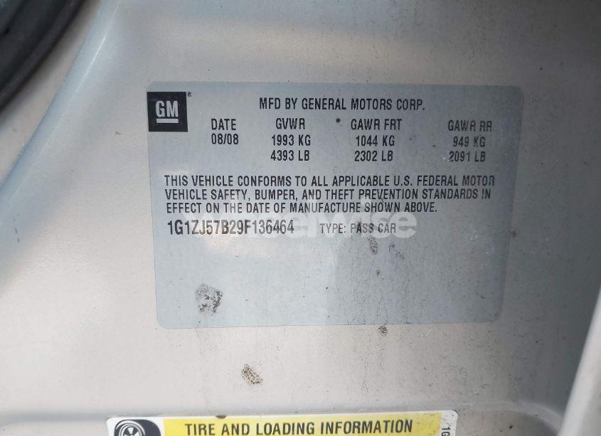 Photo 9 of 2009 Chevrolet Malibu LT (VIN 1G1ZJ57B29F136464)