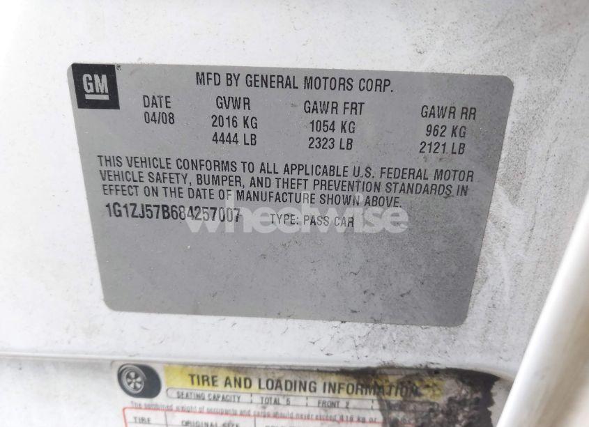 Photo 9 of 2008 Chevrolet Malibu LT (VIN 1G1ZJ57B684257007)