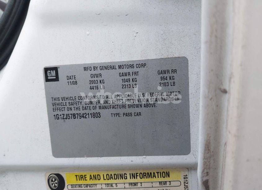 Photo 9 of 2009 Chevrolet Malibu LT (VIN 1G1ZJ57B794211803)