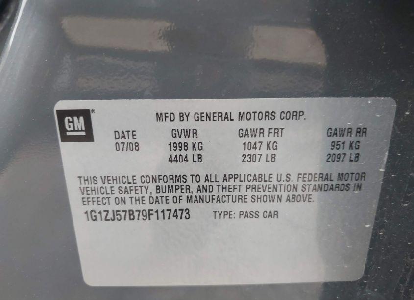 Photo 9 of 2009 Chevrolet Malibu LT (VIN 1G1ZJ57B79F117473)