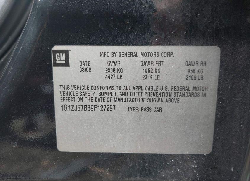 Photo 9 of 2009 Chevrolet Malibu LT (VIN 1G1ZJ57B89F127297)