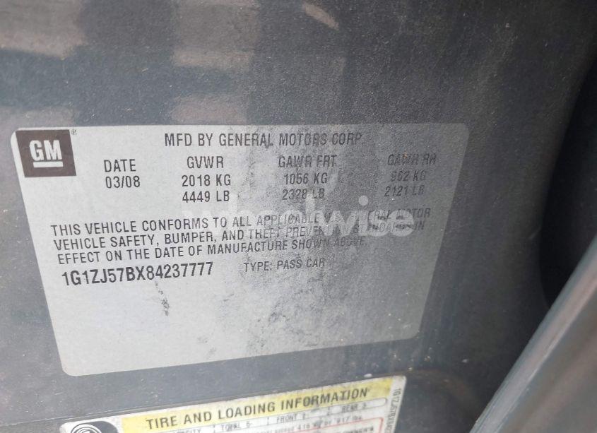 Photo 9 of 2008 Chevrolet Malibu LT (VIN 1G1ZJ57BX84237777)