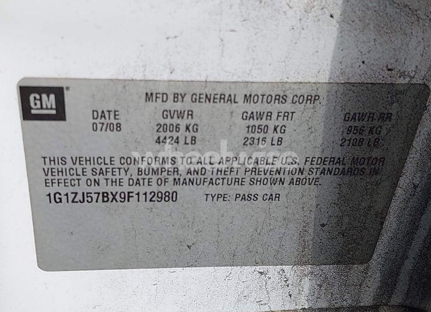 Photo 9 of 2009 Chevrolet Malibu LT (VIN 1G1ZJ57BX9F112980)