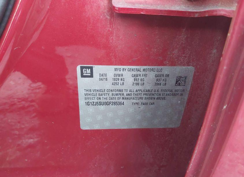 Photo 9 of 2016 Chevrolet Malibu HYBRID (VIN 1G1ZJ5SU0GF285364)