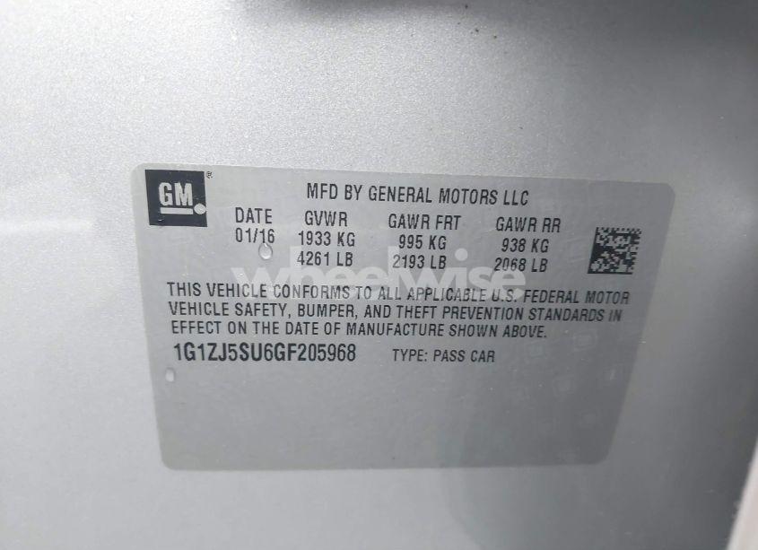 Photo 9 of 2016 Chevrolet Malibu HYBRID (VIN 1G1ZJ5SU1GF205968)