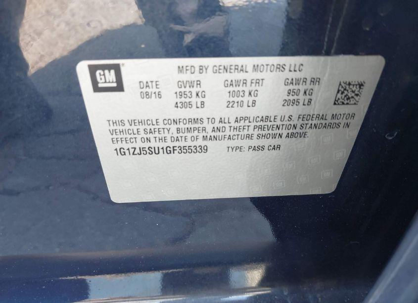 Photo 9 of 2016 Chevrolet Malibu HYBRID (VIN 1G1ZJ5SU1GF355339)