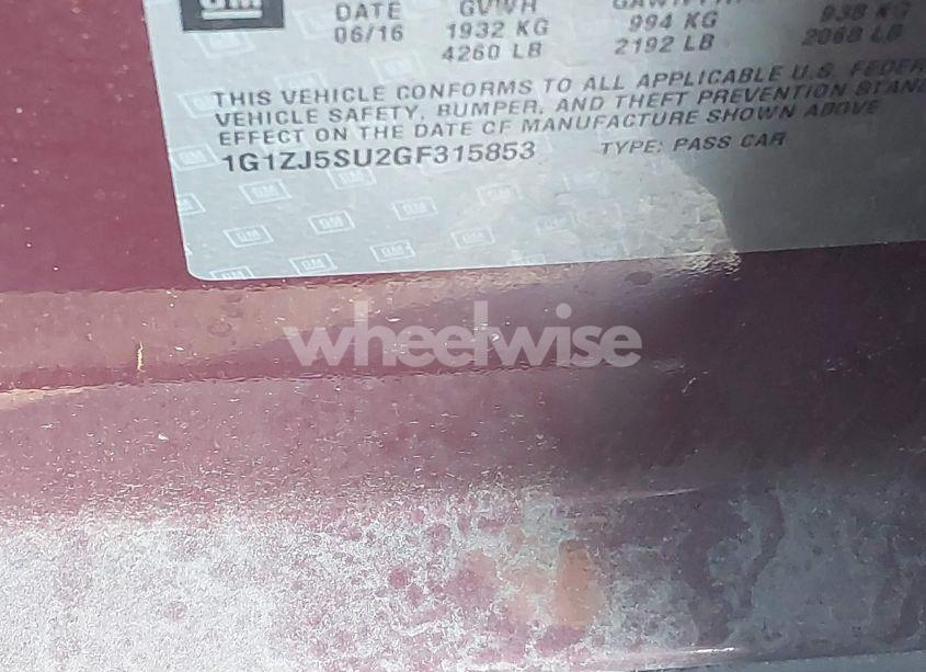 Photo 9 of 2016 Chevrolet Malibu HYBRID (VIN 1G1ZJ5SU2GF315853)