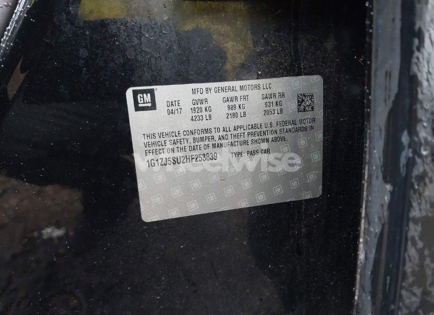 Photo 9 of 2017 Chevrolet Malibu HYBRID (VIN 1G1ZJ5SU2HF253839)