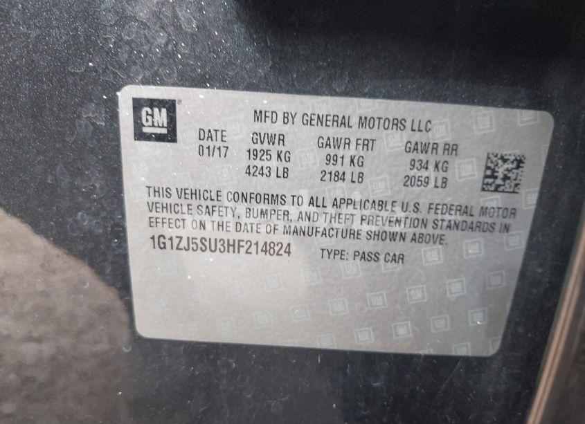 Photo 9 of 2017 Chevrolet Malibu HYBRID (VIN 1G1ZJ5SU3HF214824)