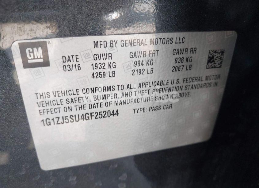 Photo 9 of 2016 Chevrolet Malibu HYBRID (VIN 1G1ZJ5SU4GF252044)