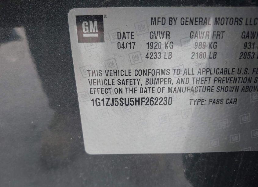 Photo 9 of 2017 Chevrolet Malibu HYBRID (VIN 1G1ZJ5SU5HF262230)