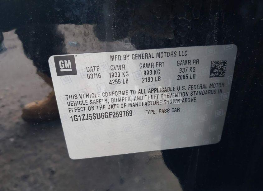 Photo 9 of 2016 Chevrolet Malibu HYBRID (VIN 1G1ZJ5SU6GF259769)