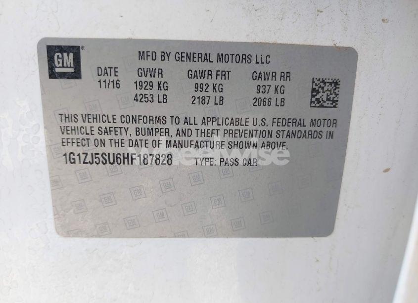 Photo 9 of 2017 Chevrolet Malibu HYBRID (VIN 1G1ZJ5SU6HF187828)