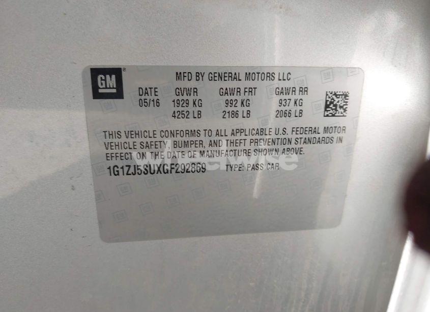 Photo 9 of 2016 Chevrolet Malibu HYBRID (VIN 1G1ZJ5SUXGF292869)